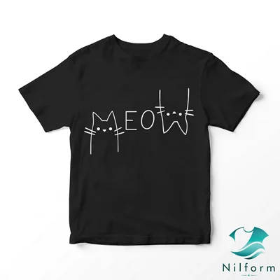تیشرت مینیمال گربه ای MEOW نخ پنبه - چاپ عالی | XL, 2XL, 3XL