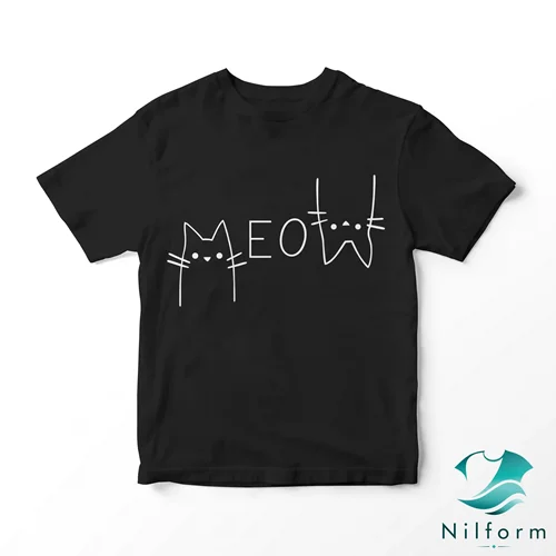 تیشرت مینیمال گربه ای MEOW نخ پنبه - چاپ عالی | XL, 2XL, 3XL