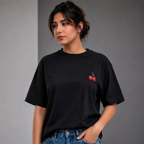 تیشرت باکسی دخترانه چری فری سایز 36 تا 44 | تیشرت ترندی طرح Cherry