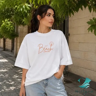 تیشرت باکسی Beach Please | تیشرت نخ پنبه 28 گرم سایز L تا 2XL