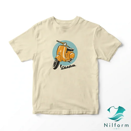تیشرت وینتیج Vespa نخ پنبه 28 گرم | طرح موتور وسپا | سایز XL تا 3XL