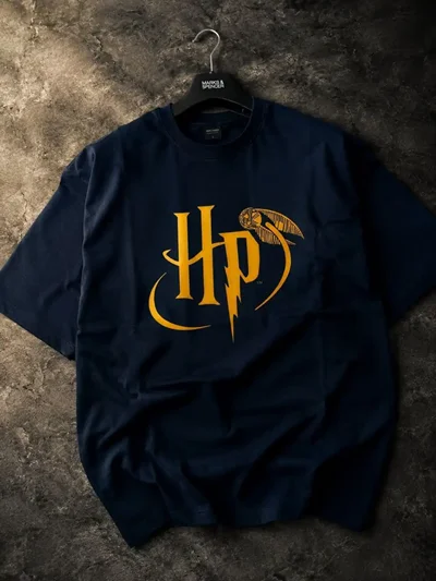 تیشرت هری پاتر سرمه‌ای | چاپ DTF | قواره باکسی