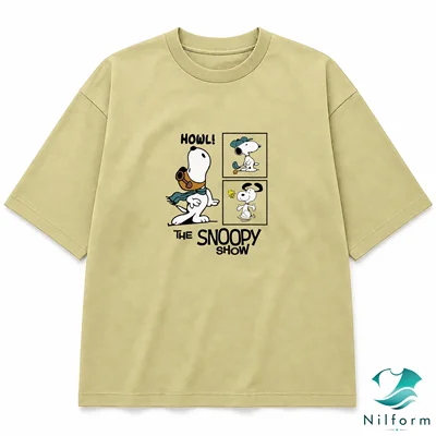 تیشرت باکسی Snoopy Show | تیشرت اسنوپی نخ پنبه 28 گرم سایز L تا 2XL