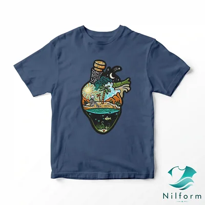 تیشرت فانتزی Heart island نخ پنبه - چاپ عالی | XL, 2XL, 3XL