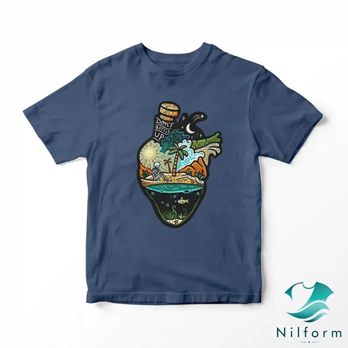 تیشرت فانتزی Heart island نخ پنبه - چاپ عالی | XL, 2XL, 3XL