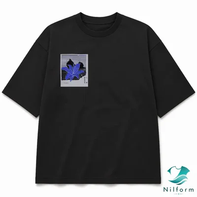 تیشرت باکسی Midnight Lily | تیشرت مینیمال نخ پنبه و دو نخ لاکرا سایز L تا 2XL